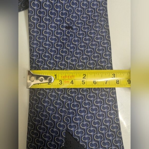 Authentic Gucci Blue Silk Printed Tie - Picture 5 of 11